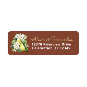 Pearfect Brown Green Wedding Return Address Label