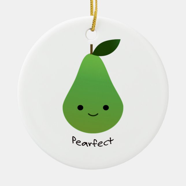 Pearfect Cute Kawaii Pear Ceramic Tree Decoration (Front)