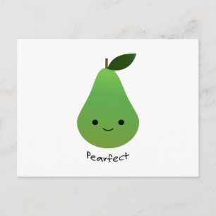 Pearfect Cute Kawaii Pear Holiday Postcard