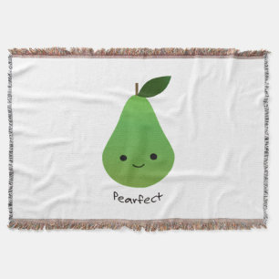 Pearfect Cute Kawaii Pear Throw Blanket