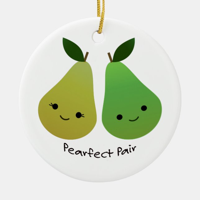 Pearfect Pear Kawaii Pears Ceramic Tree Decoration (Front)