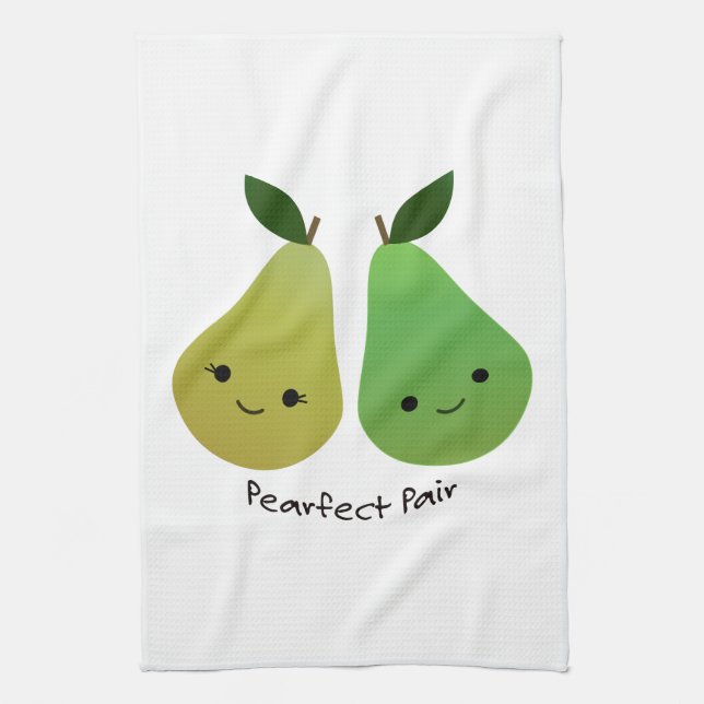 Pearfect Pear Kawaii Pears Tea Towel (Vertical)