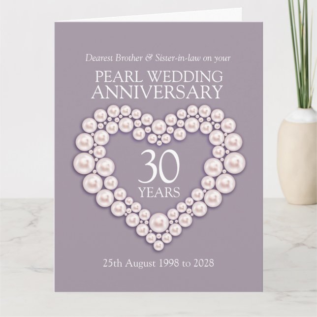 Pearl 30th anniversary brother sister-in-law card (Front)