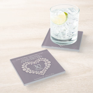Pearl 30th anniversary glass coaster