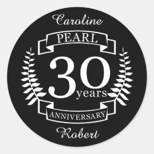 Pearl 30th wedding anniversary 30 years classic round sticker