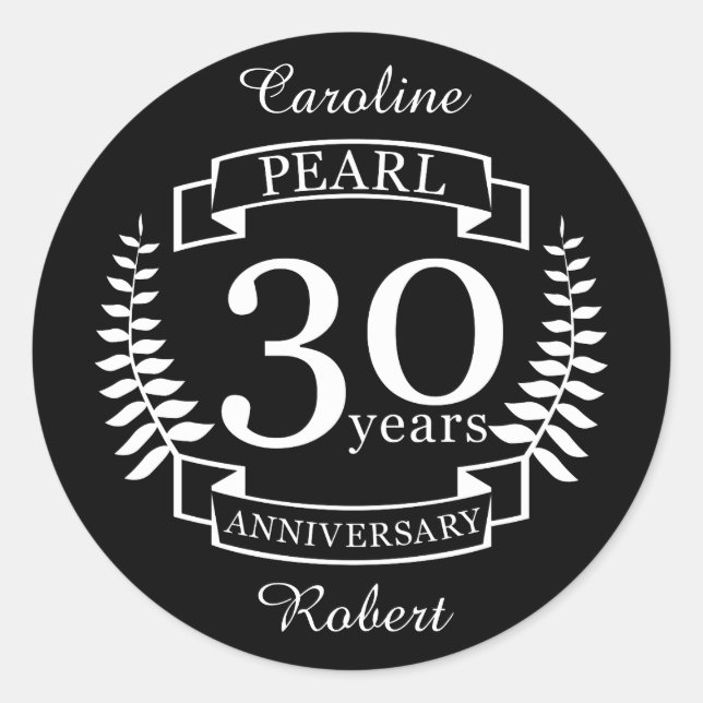 Pearl 30th wedding anniversary 30 years classic round sticker (Front)