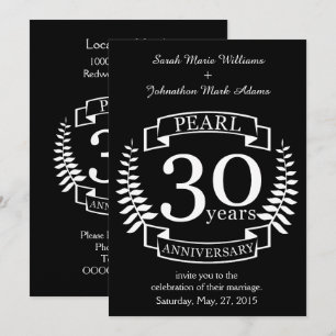 Pearl 30th wedding anniversary 30 years invitation