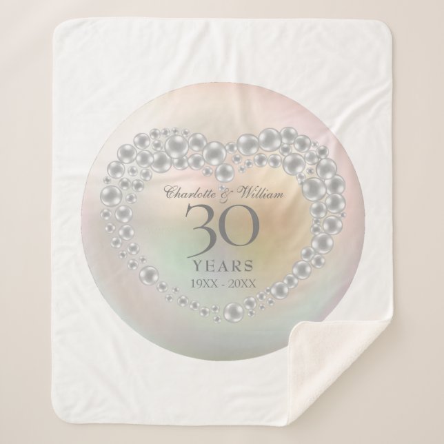 Pearl 30th Wedding Anniversary Chic Elegant Sherpa Blanket (Front)