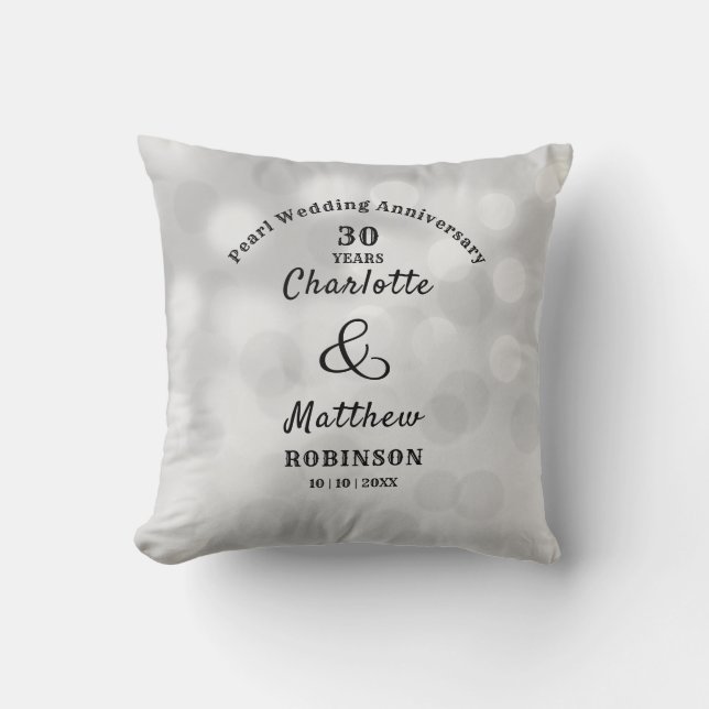 Pearl 30th Wedding Anniversary Gift Cushion (Front)