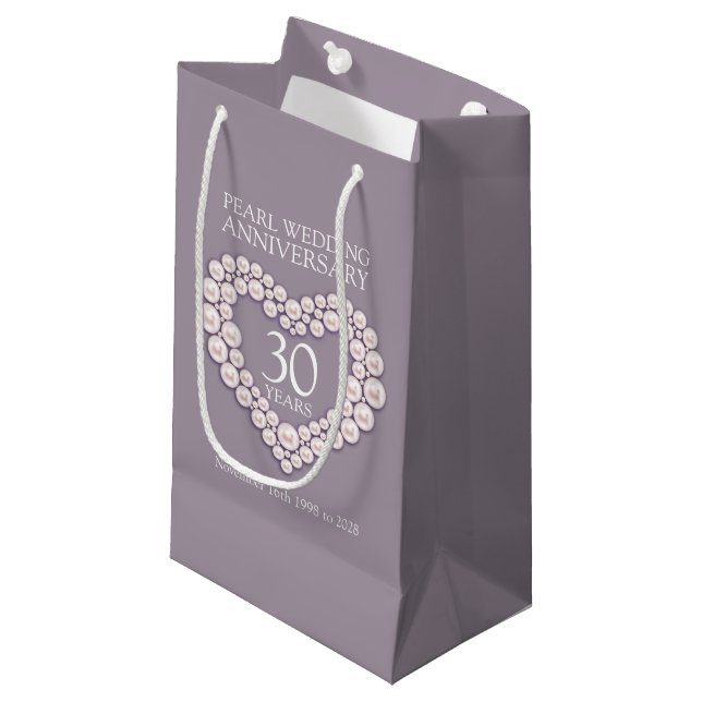 Pearl 30th wedding anniversary grey photo bag (Front Angled)