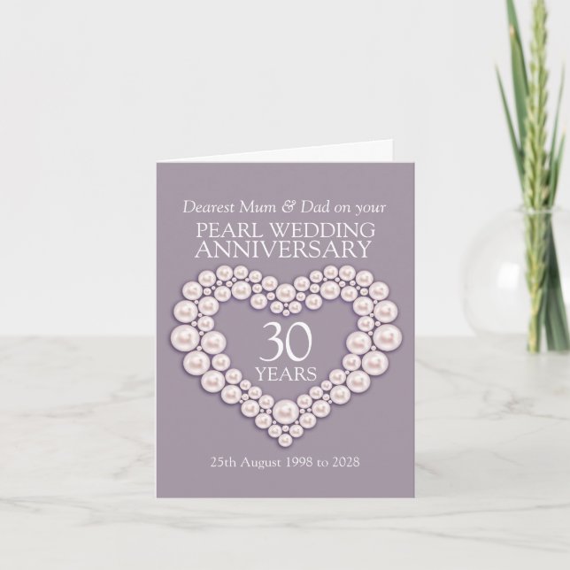 Pearl 30th wedding anniversary mum and dad card (Front)