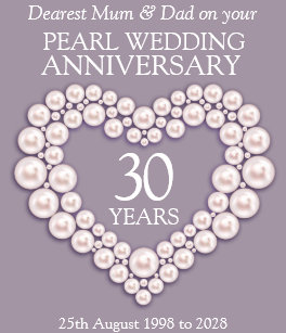 Pearl 30th Wedding Anniversary Mum And Dad Card Pearl 30th Wedding Anniversary Mum And Dad Card