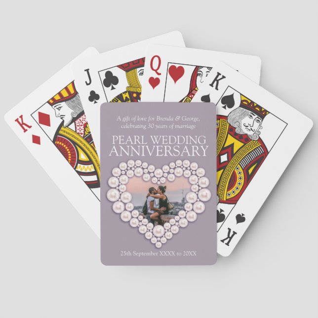 Pearl 30th wedding anniversary photo playing cards (Back)