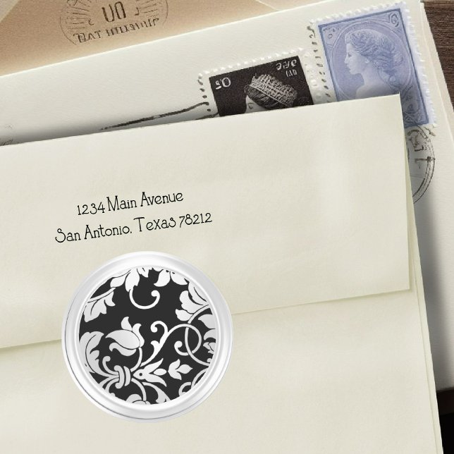 Pearl and Black Damask Envelope Seal (Creator Uploaded)