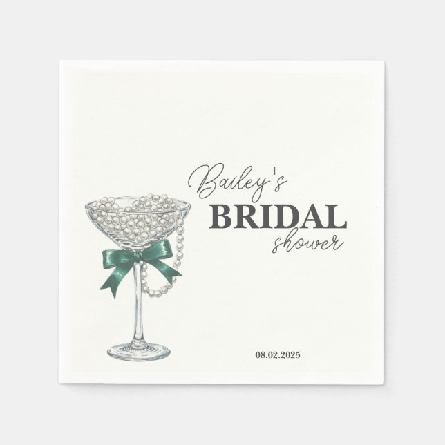 Pearl and Bow Bridal Shower Napkin (Front)