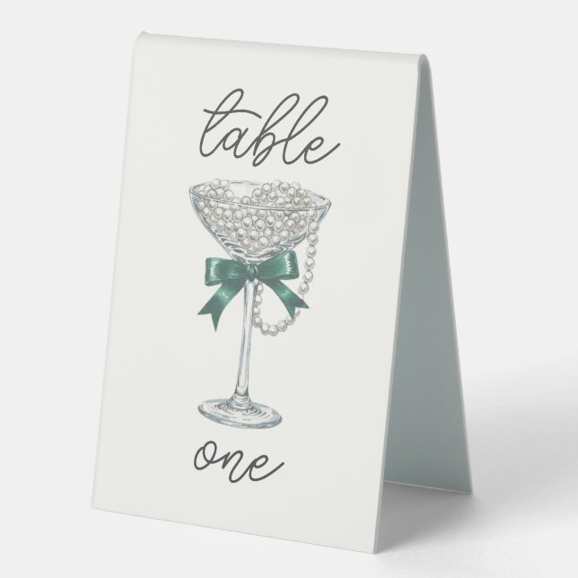 Pearl and Bow Bridal Shower Table Number (Front)