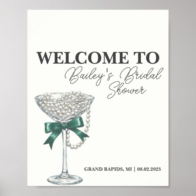 Pearl and Bow Bridal Shower Welcome Sign (Front)