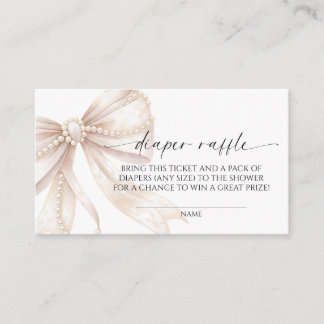 Pearl and Bow Diaper Raffle  Enclosure Card