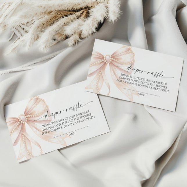 Pearl and Bow Diaper Raffle  Enclosure Card (Creator Uploaded)