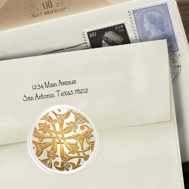 Pearl and Gold Celtic Damask Envelope Seal (Creator Uploaded)