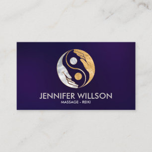 Pearl and gold Healing Hands Yin Yang symbol  Business Card