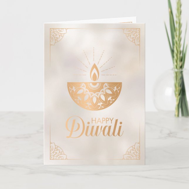 Pearl and gold ornament Happy Diwali  Card (Front)