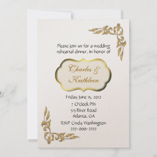 Pearl and Gold Rehearsal Dinner Invitation