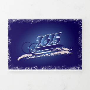 Pearl and sapphire New Year Tri-Fold Holiday Card