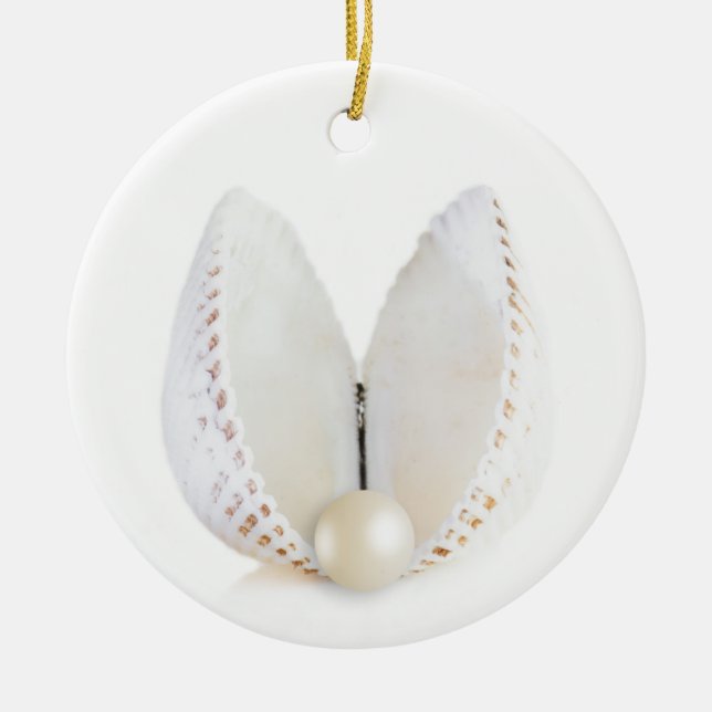 Pearl and seashell ceramic tree decoration (Front)