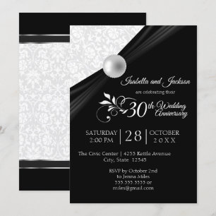 Pearl Anniversary Design - Black and White Invitation