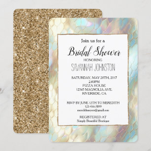 Pearl Aqua Blue Snake Bridal Shower Invitation