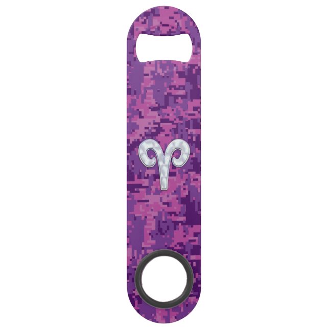 Pearl Aries Zodiac Sign on Pink Digital Camo Decor (Front)