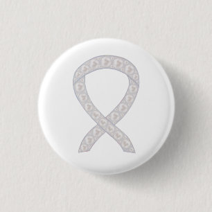 Pearl Awareness Ribbon Custom Design Button Pins