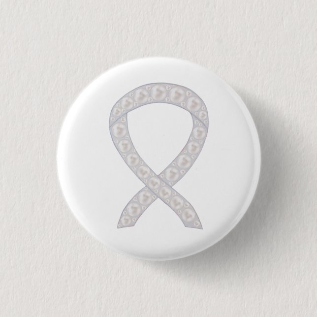 Pearl Awareness Ribbon Custom Design Button Pins (Front)