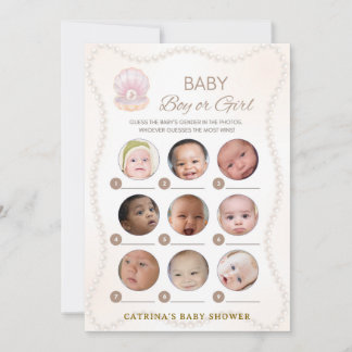 Pearl Baby Shower Game - Editable Name, 5x7 Invitation