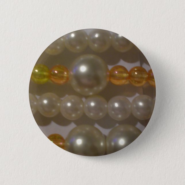 Pearl Beads 6 Cm Round Badge (Front)