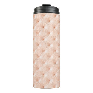 Pearl beige leather texture thermal tumbler