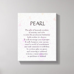 Pearl birthstone - June poem art canvas