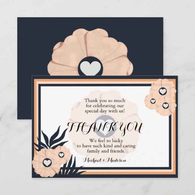 Pearl Black Watusi Tacao Floral Thank You Wedding  (Front/Back)