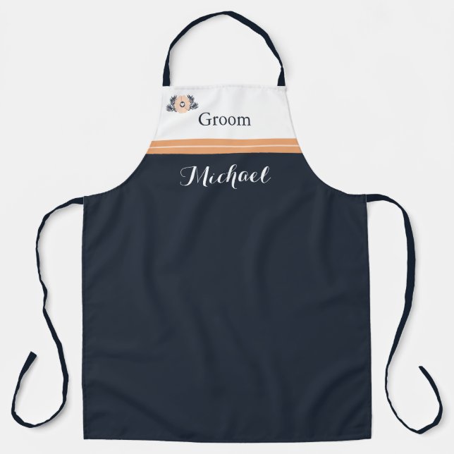 Pearl Black Watusi Tacao Wedding Apron for Groom (Front)