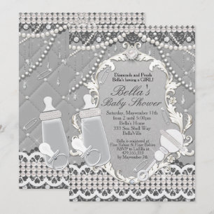Pearl Bling  Baby Shower Invitations