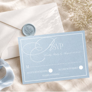Pearl Blue Luxury Romantic Wedding RSVP Card