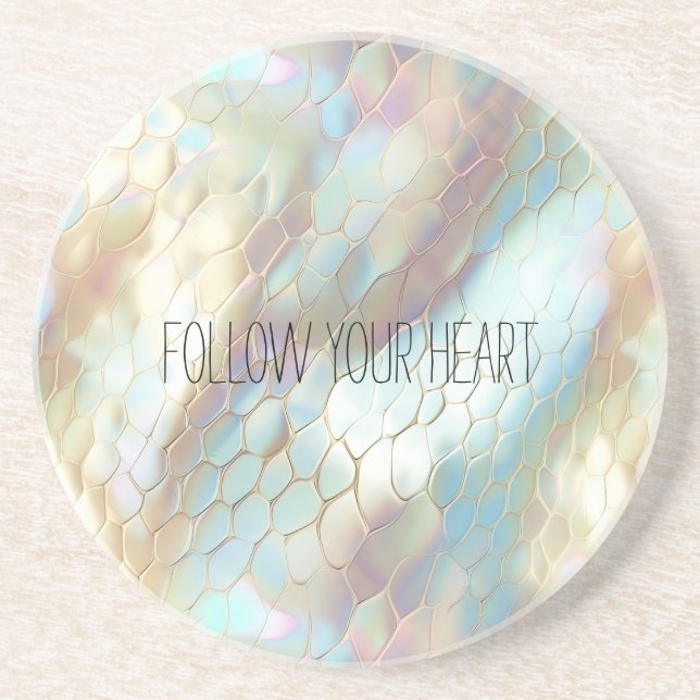 Pearl Blue Snake Skin Animal Print Coaster (Front)