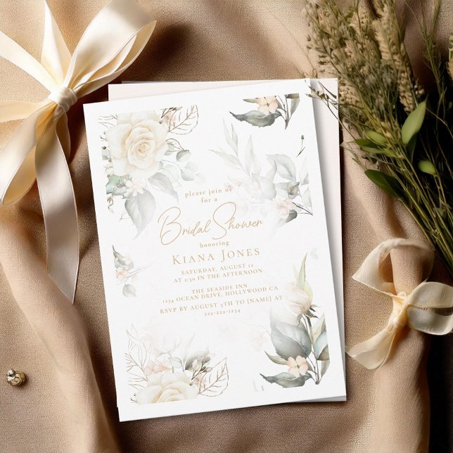 Pearl Blush Floral Bridal Shower ID989 Invitation (Creator Uploaded)