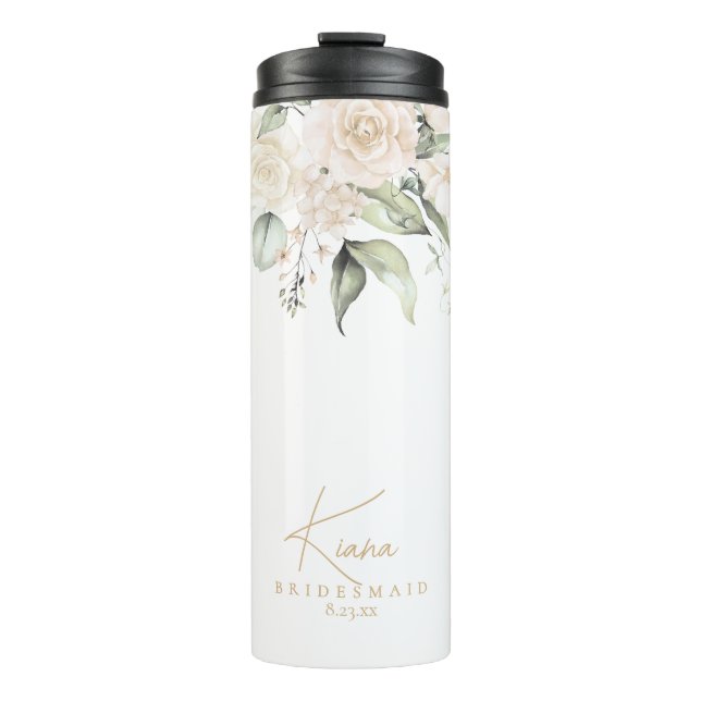 Pearl Blush Floral Elegance Bridesmaid ID989 Thermal Tumbler (Front)