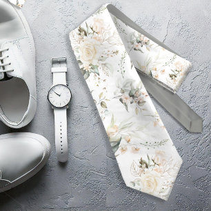 Pearl Blush Floral Elegance Pattern Sage ID989 Tie