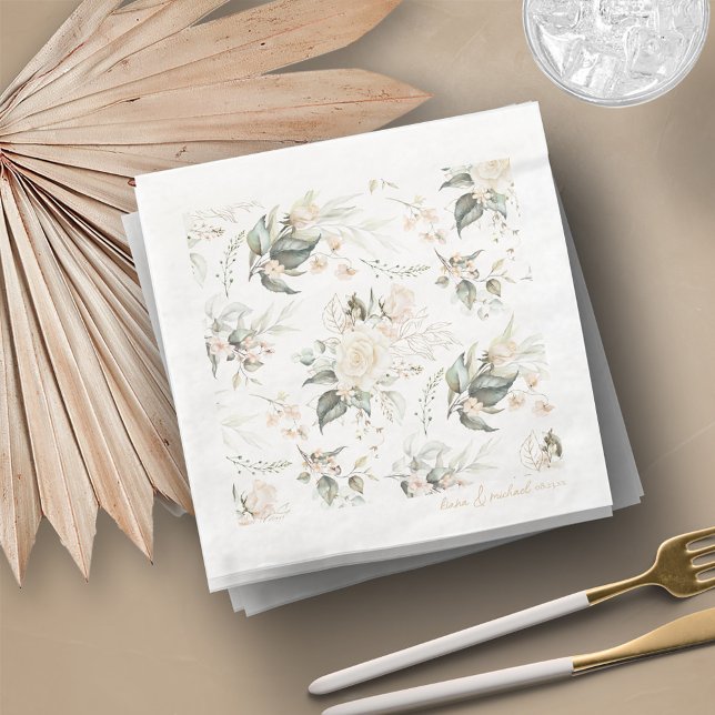 Pearl Blush Floral Elegance Pattern Wedding ID989 Napkin (Creator Uploaded)