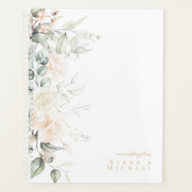 Pearl Blush Floral Wedding ID989 Planner (Front)