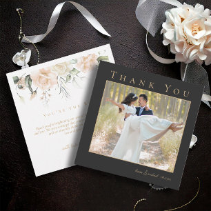 Pearl Blush Floral Wedding Photo ID989 Thank You Card