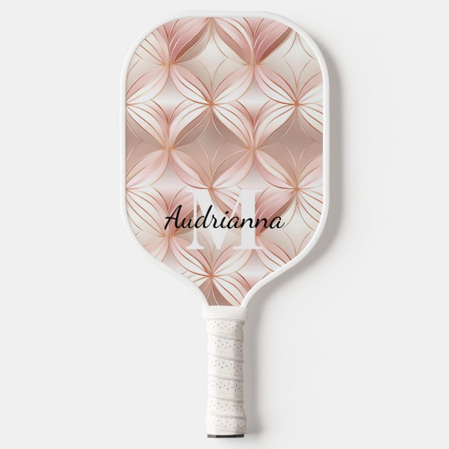 Pearl Blush Pink Rose Gold Abstract  Pickleball Paddle (Front)